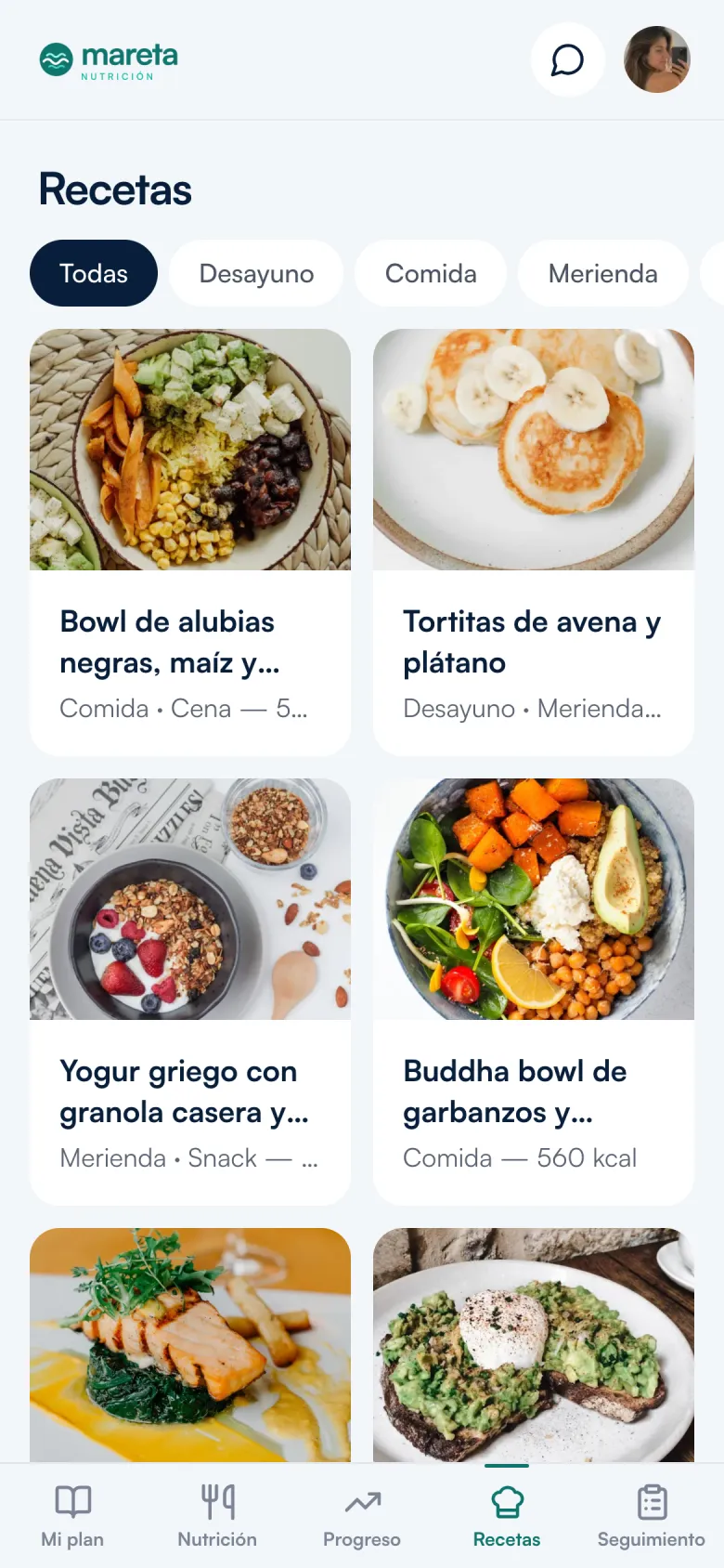 App del paciente: recetas de su nutricionista